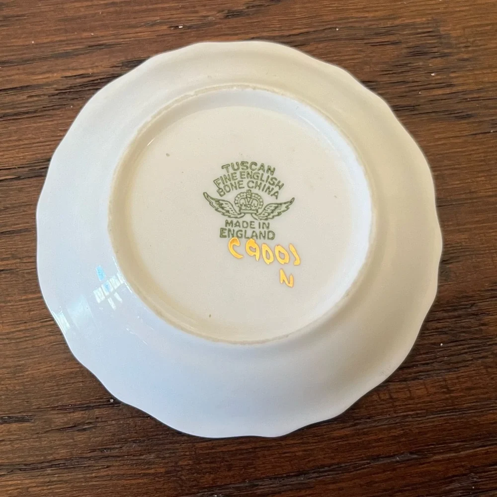Vintage Tuscan Bone China Rose Dish 3.5” England 1950s Signed Numbered